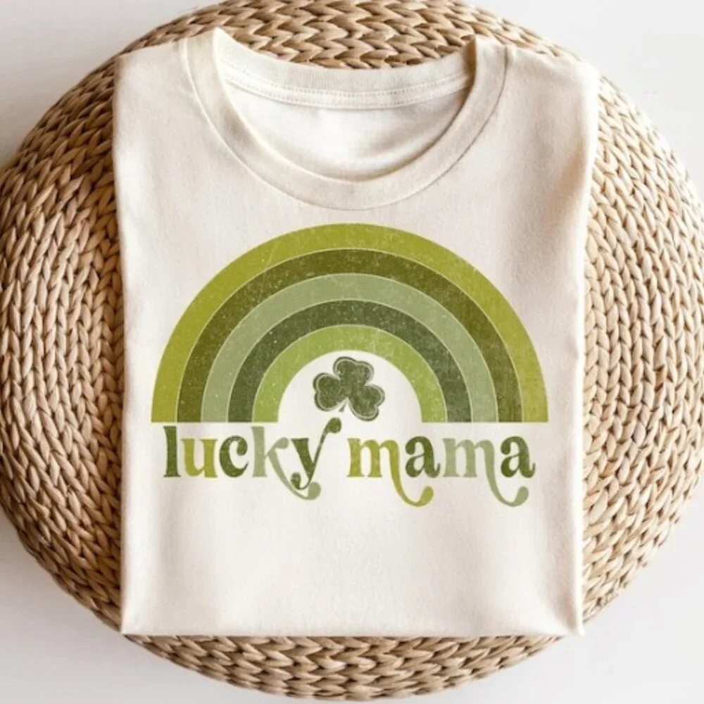Lucky Mama T-shirt, St Patrick's Retro Tee, Groovy St Patrick's Tee - Picture 1 of 3